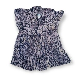 Boston Proper purple animal print tube top M key hole neckline